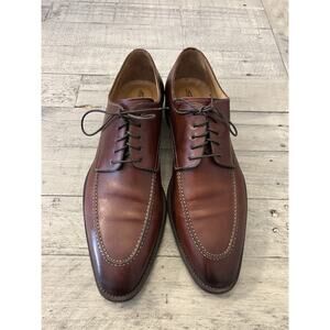 Santoni Men’s 12 Kenton Oxford Dress Shoes Brown Leather Almond Toe Lace Up